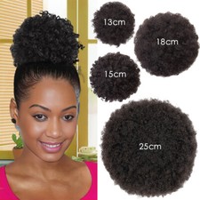 Afro Curly Puff Drawstring Ponytail Extension Clip In Human Hair Hairpiece Bun