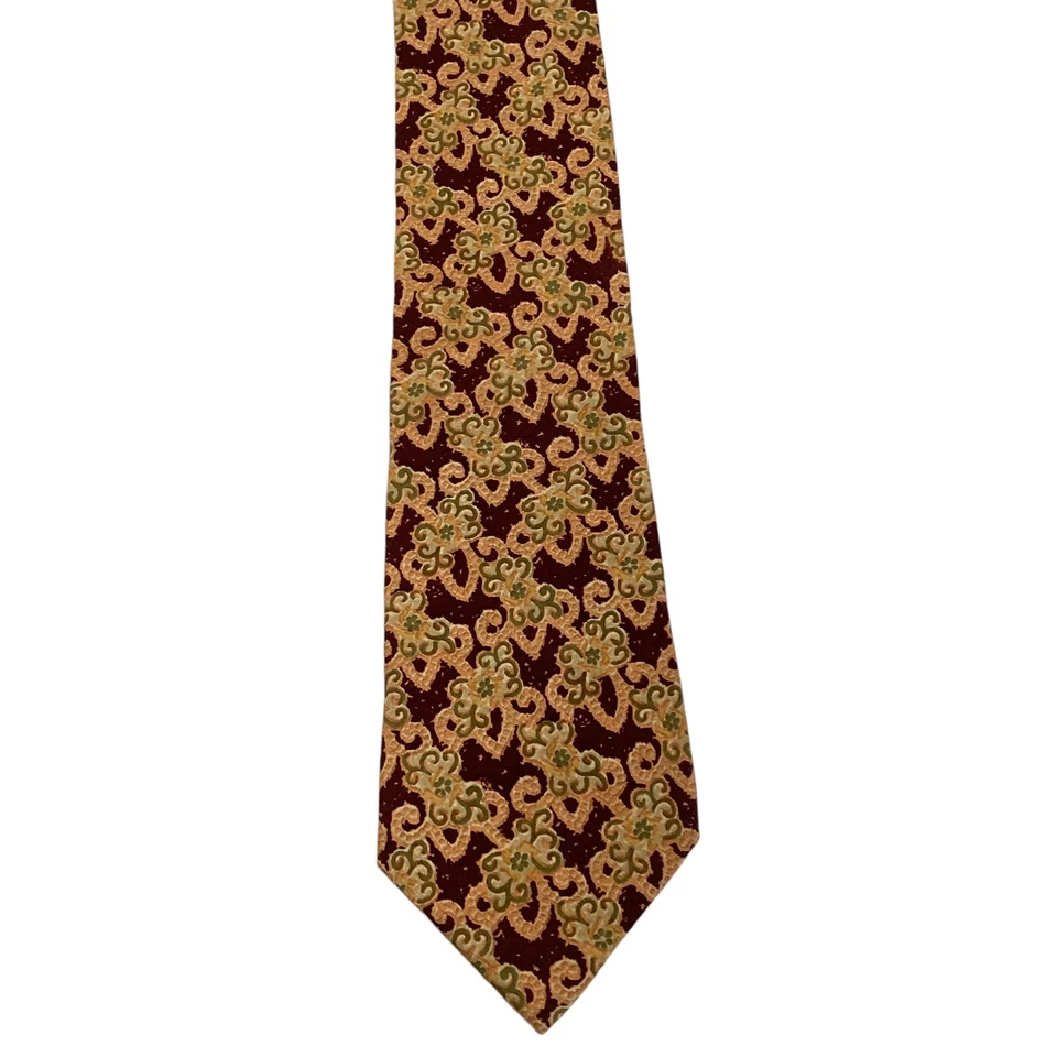 Corbata para hombre JOSEPH ABBOUD 100 % seda ITALIA diseñador geométrico vino/naranja usada en excelente estado Foto 2 de 3