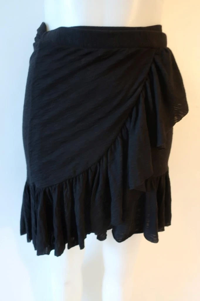 NWOT Womens Goldie Black Pima Cotton Ruffled Peplum Wrap Skirt M *