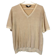 Vintage 70s Kilometer Terry V-Neck Short Sleeve Leisure Shirt Chest 42