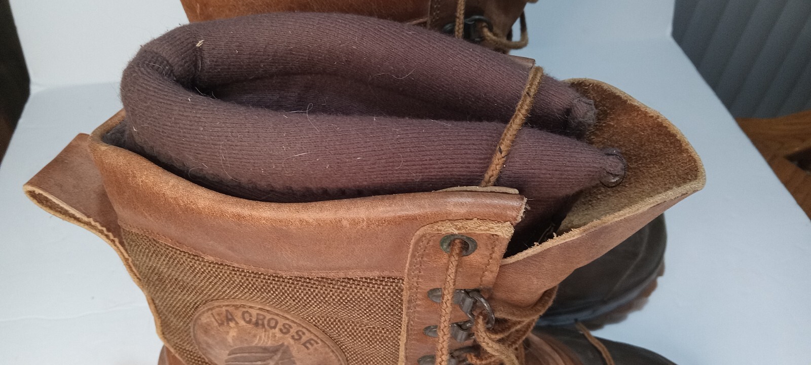 LaCrosse Ice King Fiberglass Shank Brown Leather Winter Work Boots Men