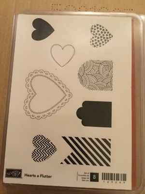 Stampin Up Holzhalterung Stempelset namens Herzen ein Flattern, brandneu