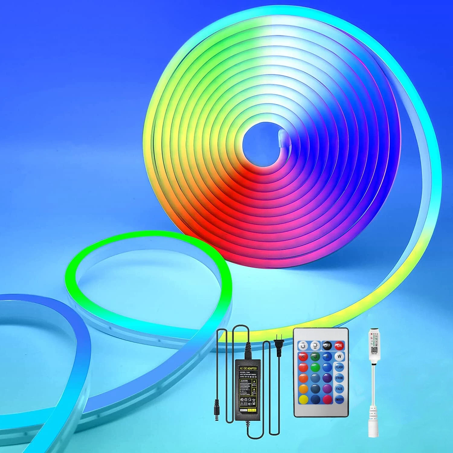 12V 16.4ft RGB LED Neon Lights Strip Silicone Waterproof Indoor Outdoor Decor