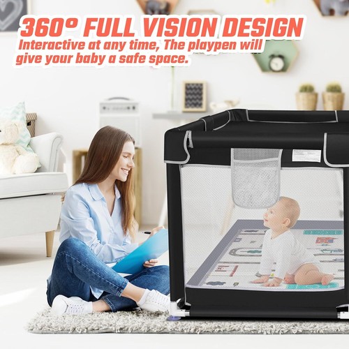 50" x50" Playpen with Mat Waterproof for Babies and Toddlers Play Pen Playards - Picture 8 of 17