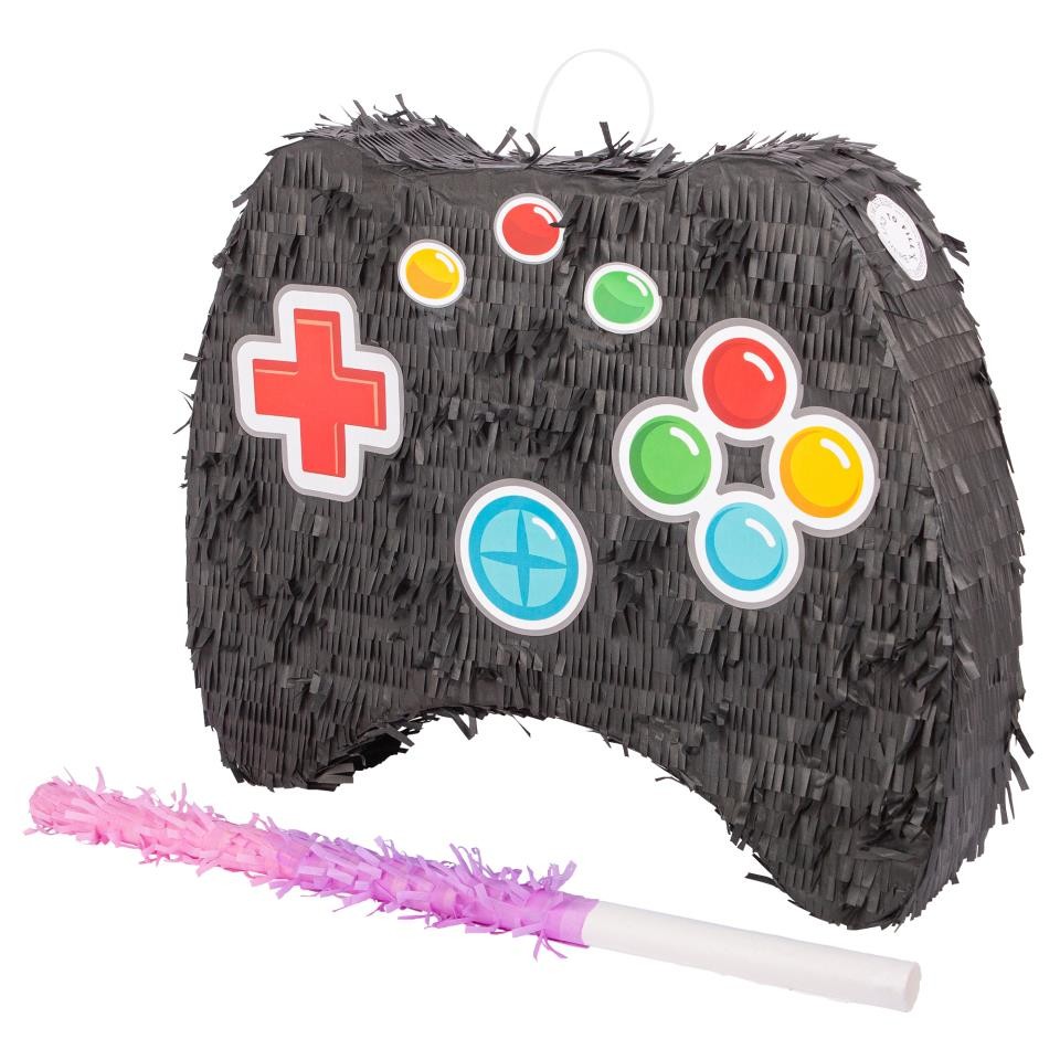 3 Pack Game Controller Pinata Set with Stick & Blindfold - Pink Stick