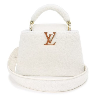 LOUIS VUITTON Capucines BB Handbag Shearling & Taurillon leather, Blanc M21089