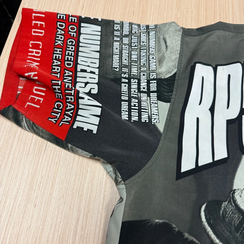 rp55 Jeans Vintage y2k Shirt Mobster Casino Comic Art Cyber Mall Goth XXL hitman - Image 4 of 4