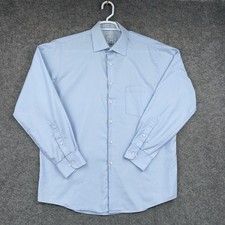Van Heusen Dress Shirt Mens 16.5 34-35 Blue Long Sleeve Button Up Wrinkle Free