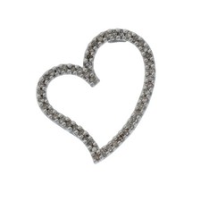 White Gold Diamond Heart Outline Pendant - 10k Single Cut .33ctw Love