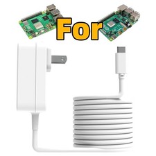 27W PD USB-C Power Supply for Raspberry Pi 5, 5.1V 5A 27W GaN PD