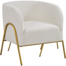 Modern Boucle Barrel Chair Accent Armchair with Backrest Armrest for Living Room