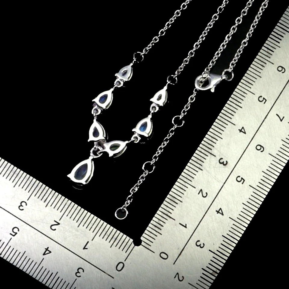 925 Argento Sterling Collana Pera Pietra di Luna 8x6mm Gemma Naturale Gioielli 1 - Immagine 3 di 4