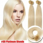 Keratin Fusion Pre Bonded U Tip Remy Human Hair Extensions Platinum Blonde 22in — photo 1