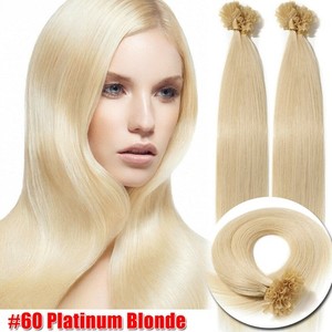 Keratin Fusion Pre Bonded U Tip Remy Human Hair Extensions Platinum Blonde 22in