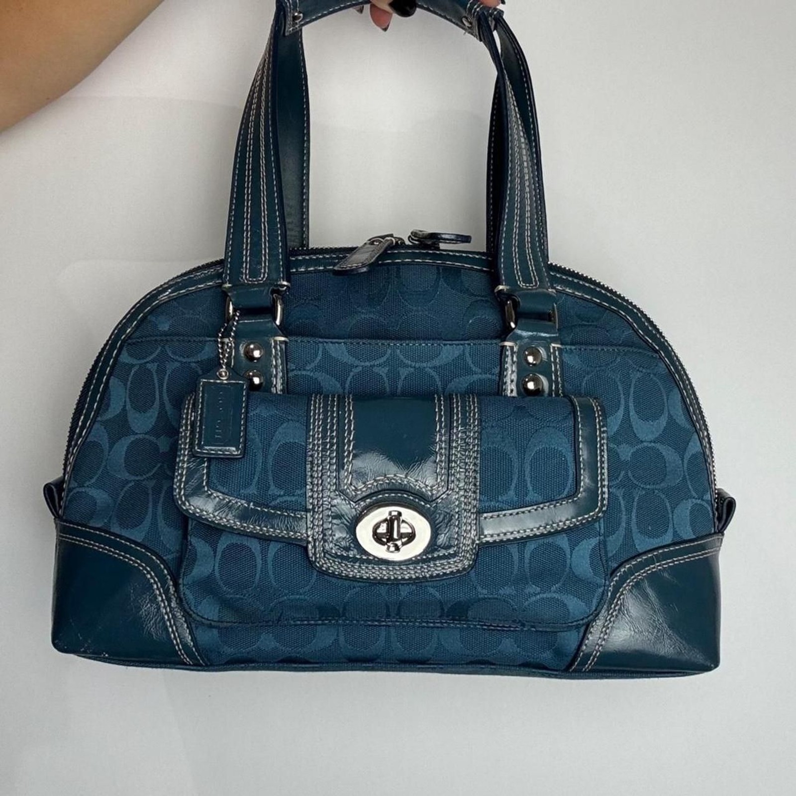 Coach Hamptons Vintage Y2K Blue Teal Signature Canvas… - Gem