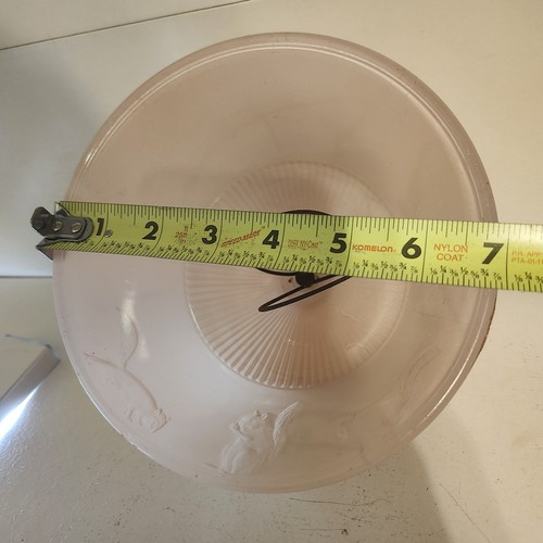 Vintage Pink Frosted Glass Lamp Shade w/Squirrels Bulb Attach 7" Diameter x 5" H - Photo 10/11