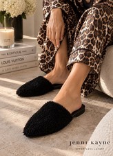 Jenni Kayne Shearling Mule Black EU 36 US 6 Lamb Shearling Made in Italy