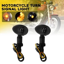 2x Motorcycle Turn Signal Blinker Amber Lights Bullet Black For Harley Davidson