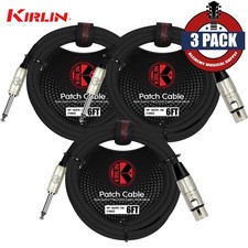 3-PACK Kirlin 6FT 24AWG XLR Female to 1/4" Mono Patch Cable MP-482 PR-06/BK