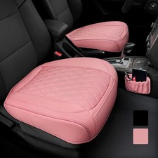 Set Of Two Genuine Leather Front Car Seat Base Covers Pink