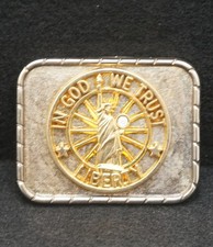 WA17127 VINTAGE 1970s IN GOD WE TRUST - STATUE OF LIBERTY SILVERTONE BUCKLE