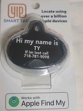 YIP Smart Tag Pet ID Tag and Tracker For Apple iPhone Oval Black SEALED
