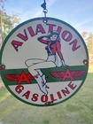 Vintage Porcelain Aviation Gasoline Gas & Oil Metal Sign, Dated 1931