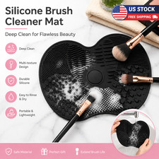 Silicone Makeup Brush Cleaner Mat Black Deep Cleaning Scrubber Pad Beauty Tool