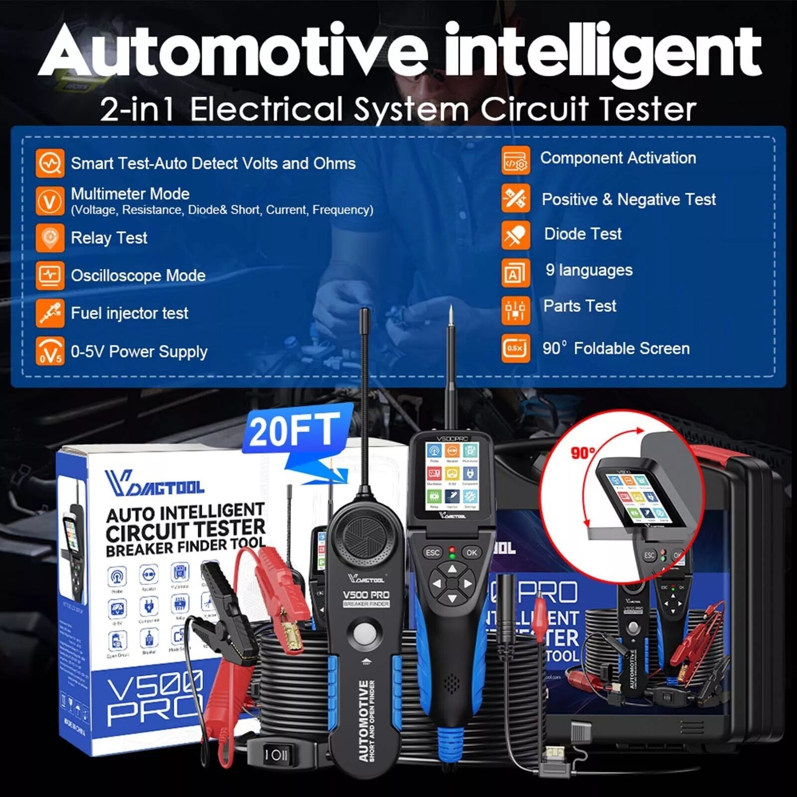VDIAGTOOL V500Pro Circuit Tester Power  Probe Breaker Finder Tool Multimeter