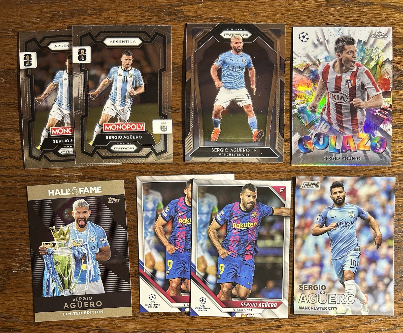 x8 Lot Sergio Aguero Donruss Topps Prizm Argentina Manchester City
