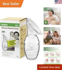 Manual Breast Pump for Breastfeeding, Silicone, Clear 4oz/100ml