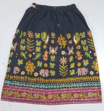 Vintage Indian Banjara Hand Embroidered Floral  Animals Skirt 86x84cm