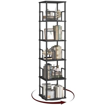 Mahancris 5-Tier Rotating Bookshelf Freestanding Corner Bookshelf 360 Spinning