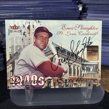 Enos Slaughter HOF Auto /50 2001 Fleer Premium Historic Auth Cardinals Hand Sign