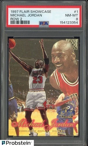 1997 Flair Showcase Row 2 #1 Michael Jordan Chicago Bulls HOF PSA 8 NM-MT