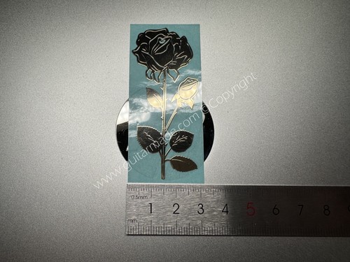 Adesivo metallo rosa premium 2 pezzi per chitarra elettrica Fender Gibson basso dorato - Foto 5 di 5