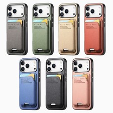 For iPhone 17 Pro Max 16E Air 16 15 14 Plus XS Card Pocket Kickstand Phone Cover