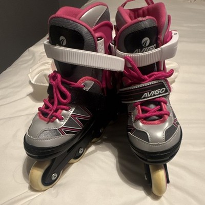 Avigo Adjustable Youth Inline Skates Pink Gray Stylish Roller Blades for Kids