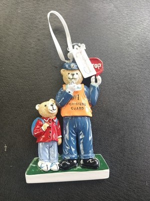 BEAR CROSSING GUARD Ornament  Christmas PERSONALIZED  NEW NWT