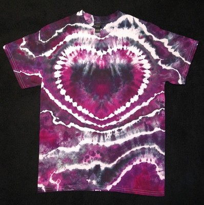 Pink, Purple & Black Heart Geode Ice Dye Tie Dye T Shirt ~ Sz M