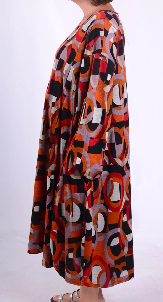 AKH LAGENLOOK PLUS SIZE PATTERN JERSEY BALLOON POCKETS DRESS UK Size 24-28 6857 - Image 2 of 3