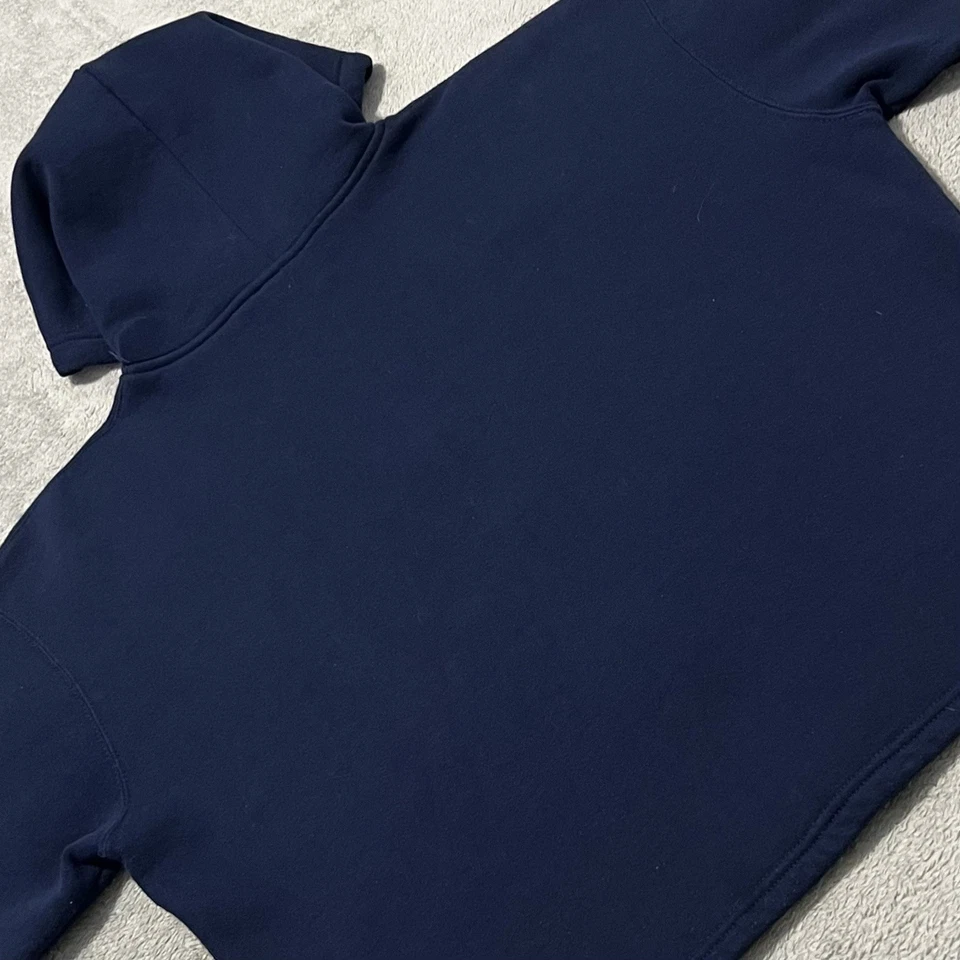 Мужская спортивная толстовка с капюшоном Russell L синяя на молнии без рисунка с длинным рукавом сделано в США винтаж - Изображение 2 из 4