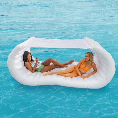 Inflatable Pool Couch - White Pool Float, Floating Cabana, Luxury Pool Float ...