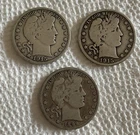 Three Barber Half Dollars: 1899 O, 1915 S, 1915 D