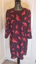 Hush Shift Dress Purple Pink Abstract Print 3/4 Sleeve Casual Work Clover 12