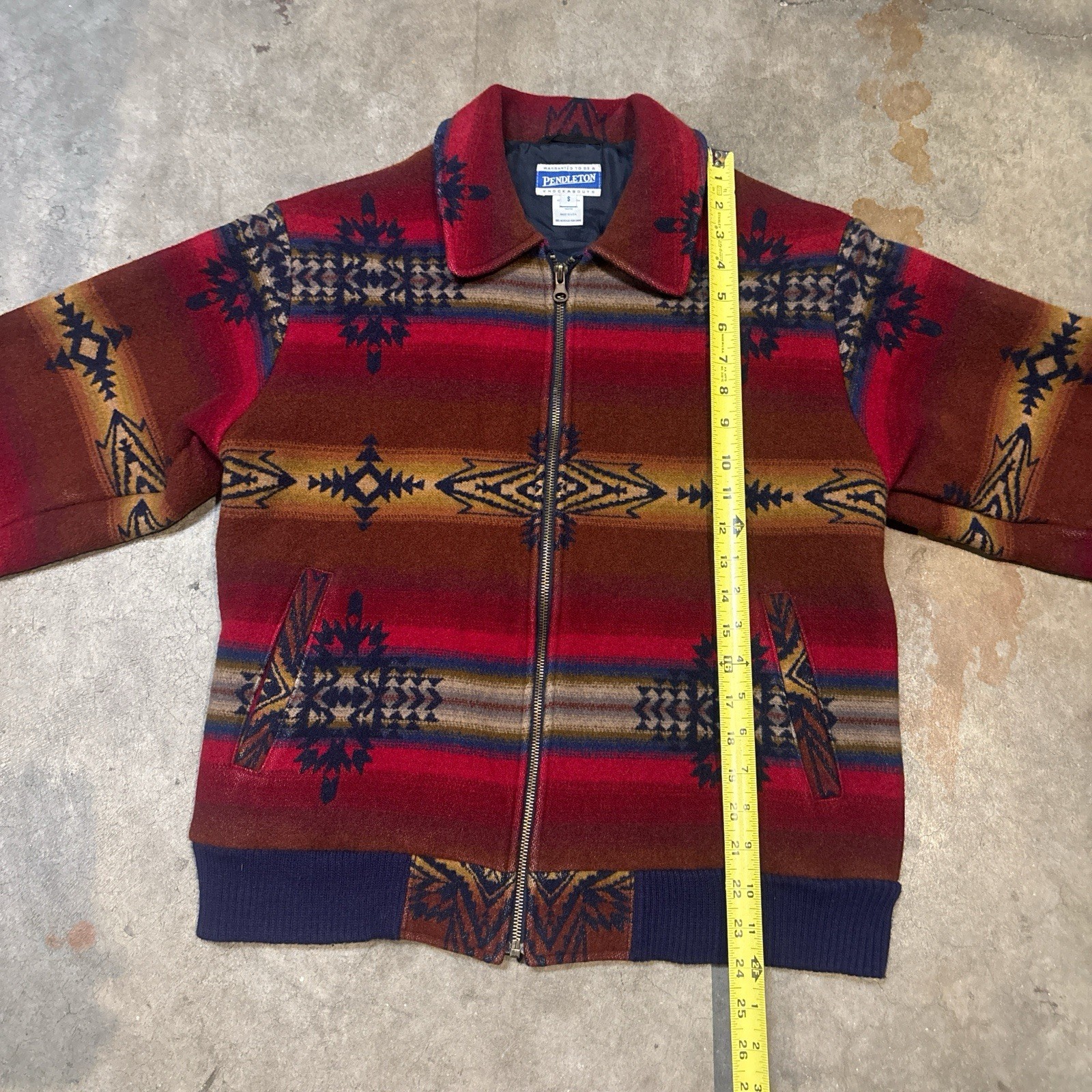 Pendleton Red Brown Geometric Zip Western Bomber … - image 5