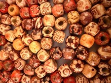 Large Lot of Printed Wood Beads for Macrame and Crafts Medium Sized Colorful