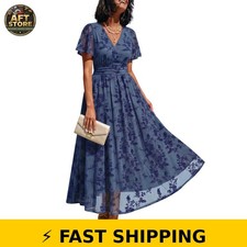 LILLUSORY Floral Wrap Dress with Pockets for Wedding Guests