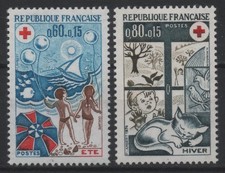 France 1974 : N° 1828/1829  CROIX-ROUGE (L'ÉTÉ/L'HIVER)