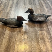 Vintage Hand Carved Hand Painted Wooden Duck Decoys. Pair Of 2.